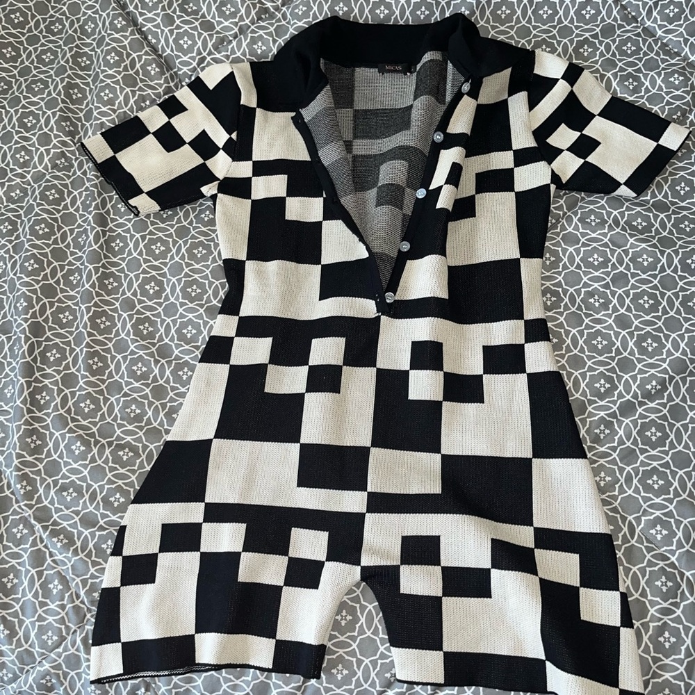 Micas Checkerboard Romper | Size Large